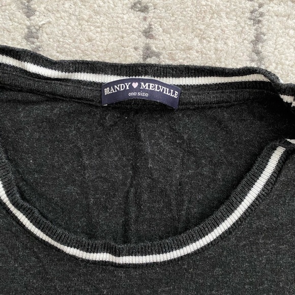 super soft grey tee with stripe neckline - Picture 2 of 2